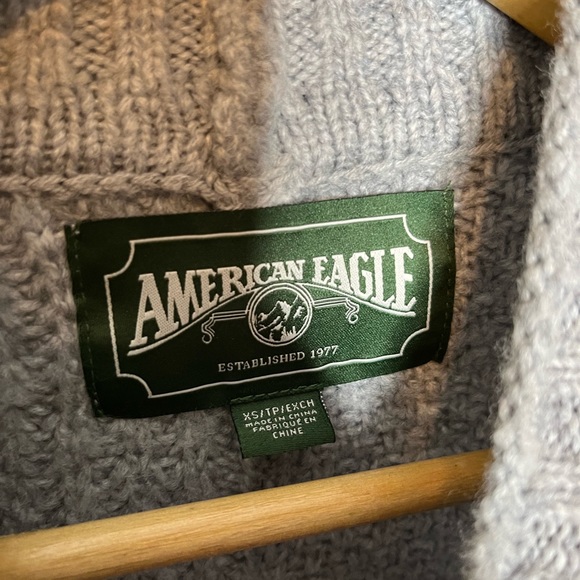 American Eagle Outfitters Grey Quilt Knit Mock Turtleneck Oversized Sweater XS - Picture 4 of 7